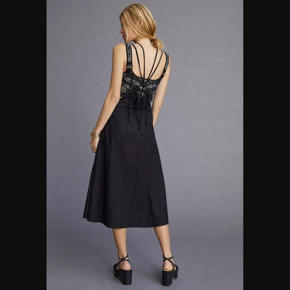 New Anthropologie Modern Black Pinafore Dress - Size 8 - Picture 3 of 4